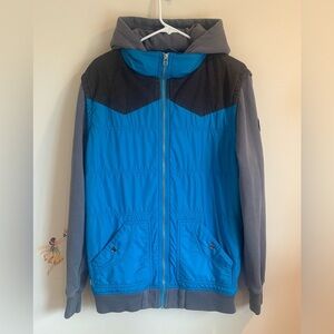 Vintage Reef Hoodie Jacket Blue Logo Patch Long Sleeve Size M